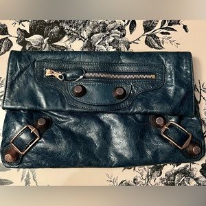 Balenciaga Agneau Giant Rose Gold Hardware Envelope Clutch